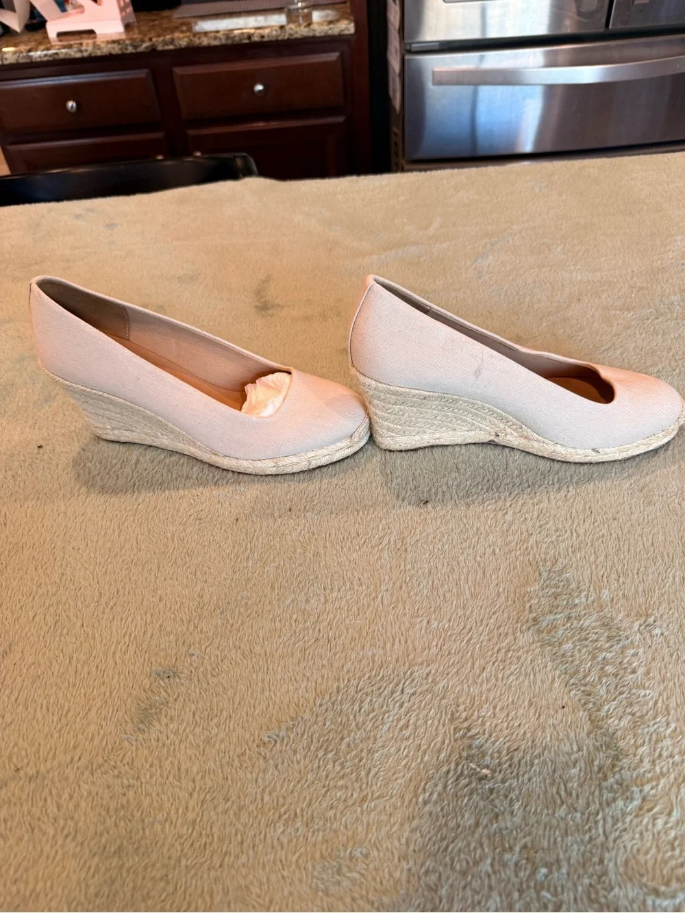 J.Crew Espadrille Wedge Heels Nude Canvas Rope Platform Size 7.5